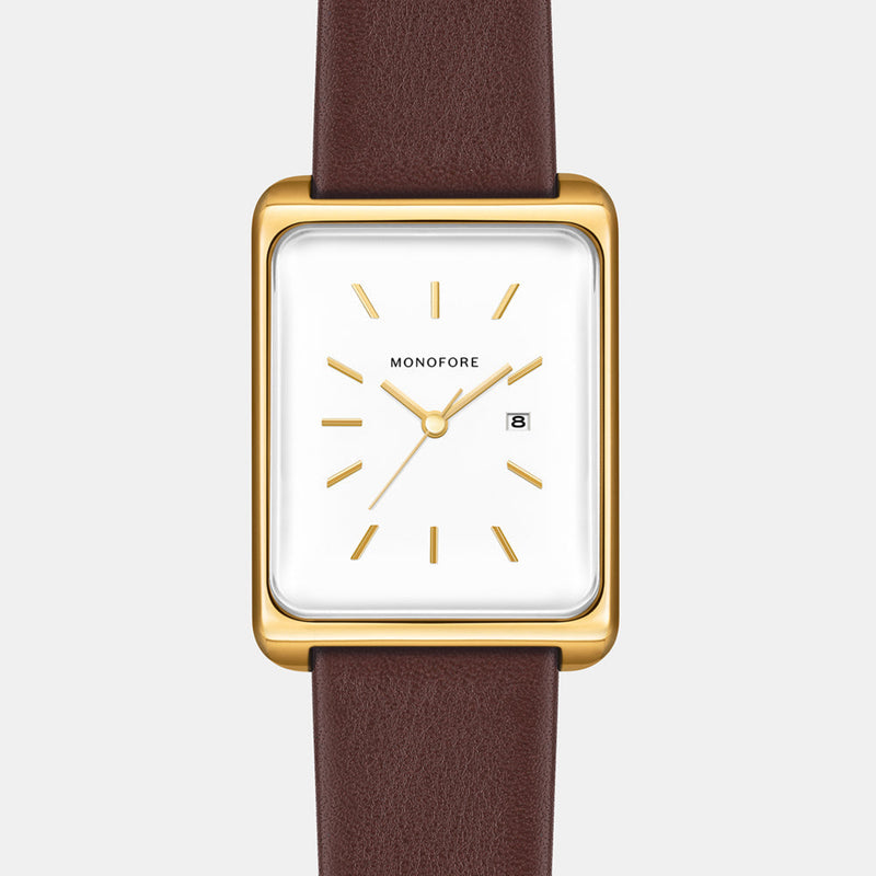 M01 Gold White 41mm - Brown Leather - Monofore